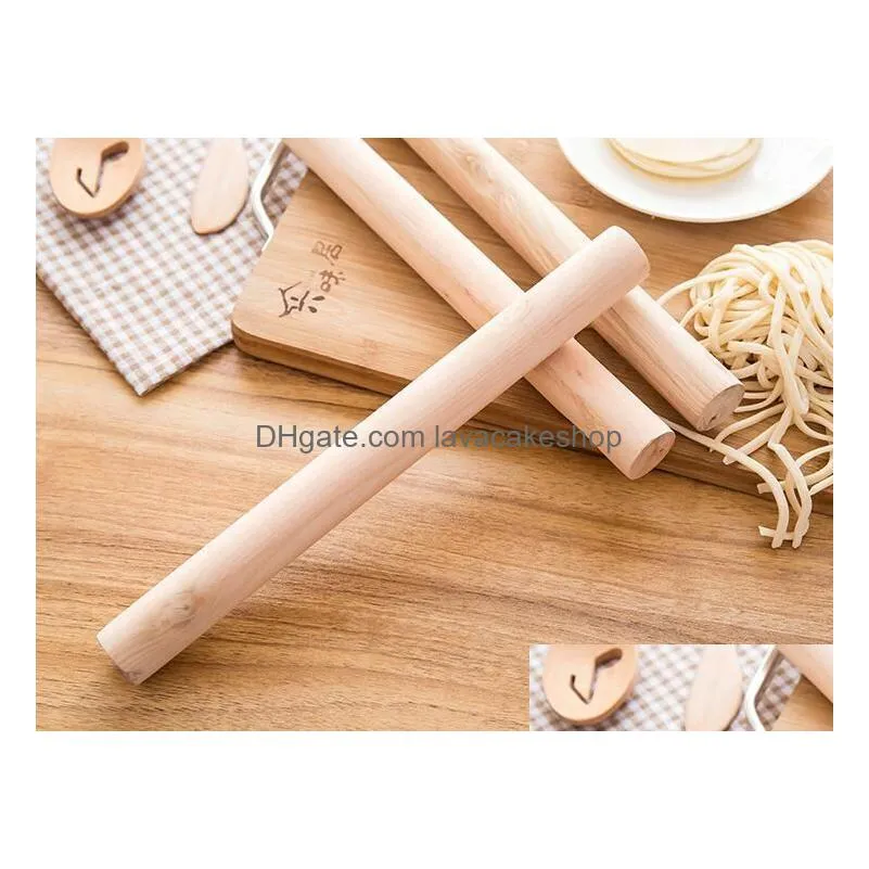 Natural Wooden Rolling Pin Fondant Cake Decoration Kitchen Tool Durable Non Stick Dough Roller High Quality 0 74Bx B Dhogr