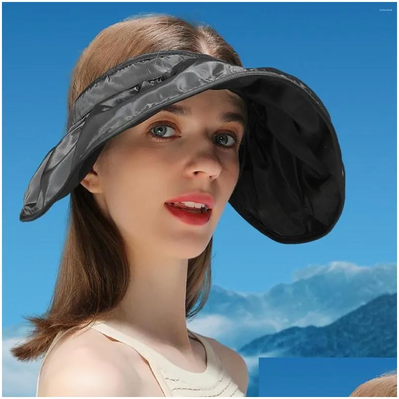 Bandanas Bandanas Foldable Empty Top Shell Hat 2 In 1 Headband Visors For Women Uv Protection Sun Fashion Accessories Hats, Scarves Gl Dh5Pe