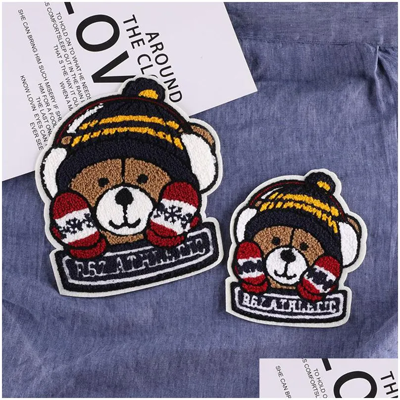 notions cute bear towel embroidery clothing iron ones t shirt jacket cartoon sticker badge garment diy accessories