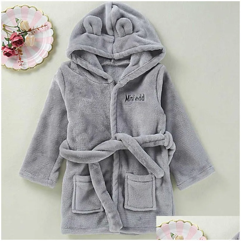 Pajamas Baby Girls Boys Robes Children Bathrobe Hooded Cap Soft Veet Robe Pajama Kids Coral Warm Clothes Lovely Home 211023 Baby, Kids Dhce3