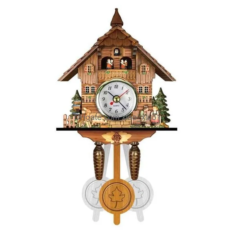 antique wood cuckoo wall clock bird time bell swing alarm watch home decoration h09222393645