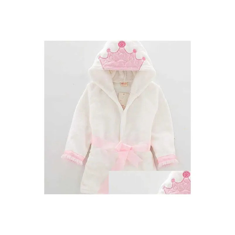 Pajamas Baby Girls Boys Robes Children Bathrobe Hooded Cap Soft Veet Robe Pajama Kids Coral Warm Clothes Lovely Home 211023 Baby, Kids Dhce3