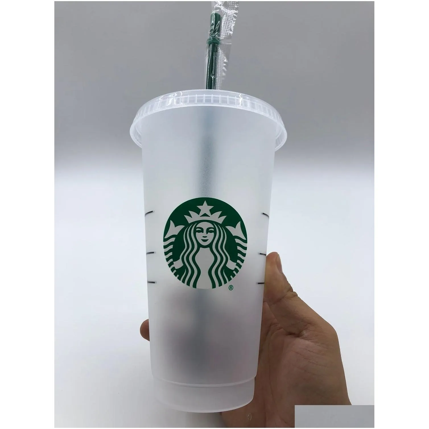 mermaid goddess starbucks 24oz/710ml plastic mugs tumbler reusable clear drinking flat bottom pillar shape lid straw cups mug