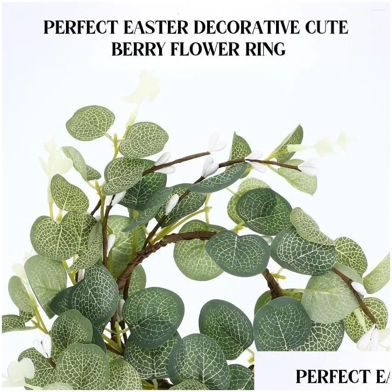 Decorative Flowers & Wreaths Decorative Flowers 2 Pcs Summer Front Door Wreath Ring Household Easter Nordic Berry Festival Decor Acces Dhcvf