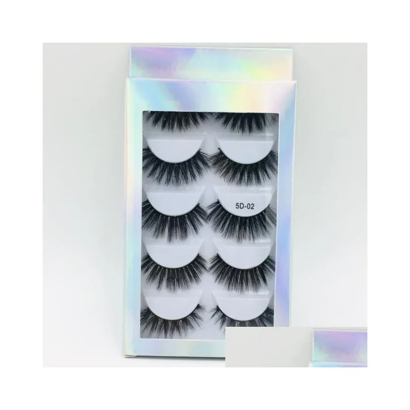 5 pairs 3d faux mink hair soft false eyelashes fluffy wispy thick lashes handmade soft eye makeup extension tools