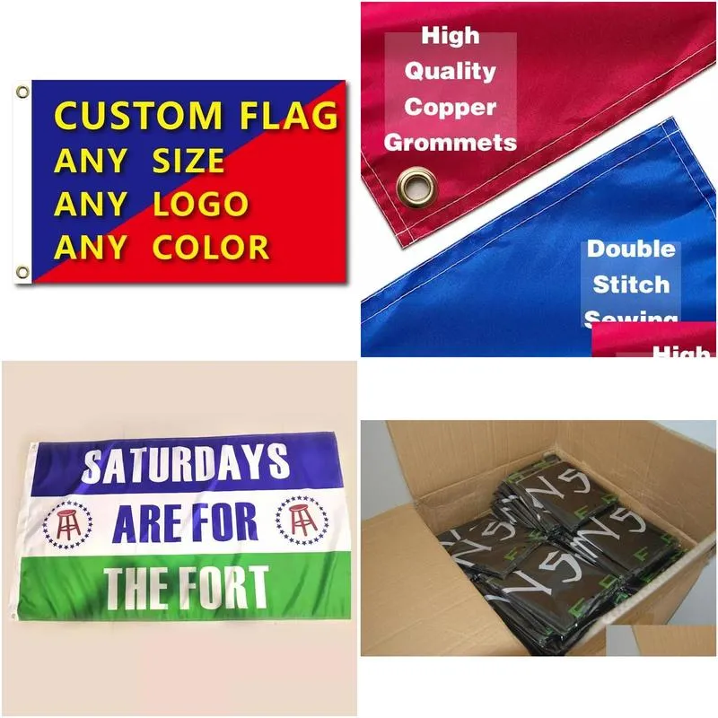 Banner Flags 3X5 Ft Custom Flag Polyester Shaft Er Outdoor Advertising Banner Decoration Party Sport Confederate College With Two Bras Dh5J8