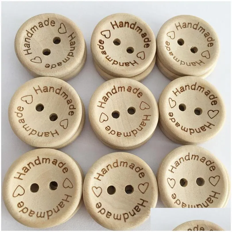 sewing notions 2hole natural wooden buttons handmade with love wood button for scrapbooking craft diy baby clothing sewing accessories