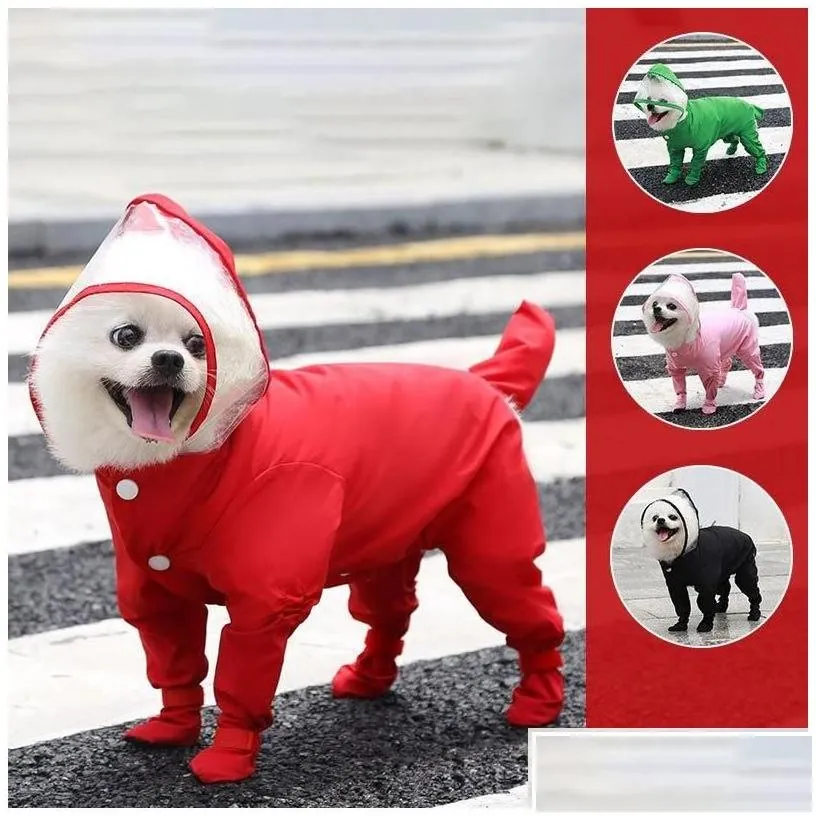 Dog Apparel Raincoat Outdoor Pet Jumpsuit Rain Coats Waterproof Clothes Jacket Boots Shoes For Small Cat Chihuahua S-Xldog Drop Deli