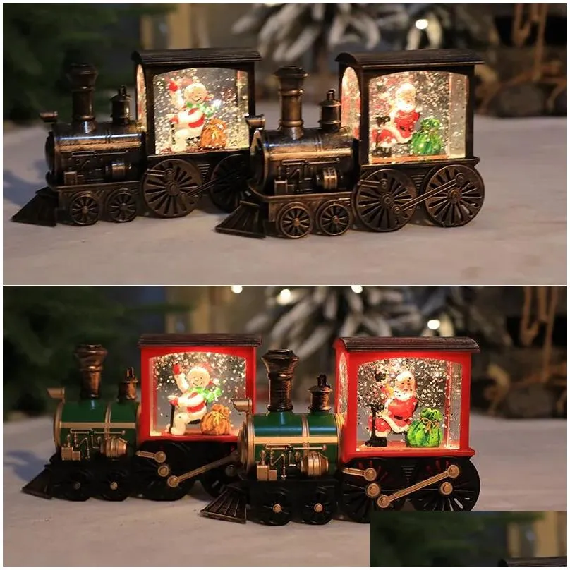 Christmas Decorations Christmas Decorations Tabletop Decoration Living Room Train Model Crystal Ball Ornaments Table Small Music Box 2 Dh0Un