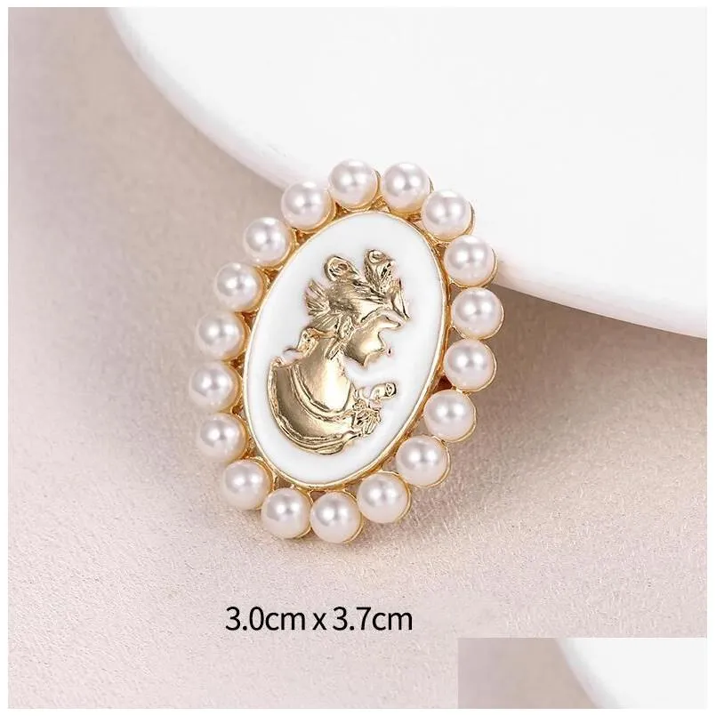 top design court debutante pearl brooches women retro beauty face corsage wedding dress suits jewelry brooch pins lady