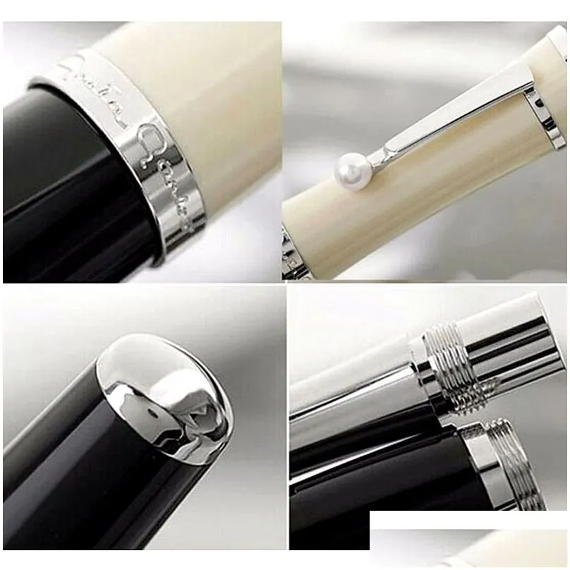 wholesale collection goddess greta garbo black resin rollerball pen fountain ballpoint pens writing office school supplies with pearl