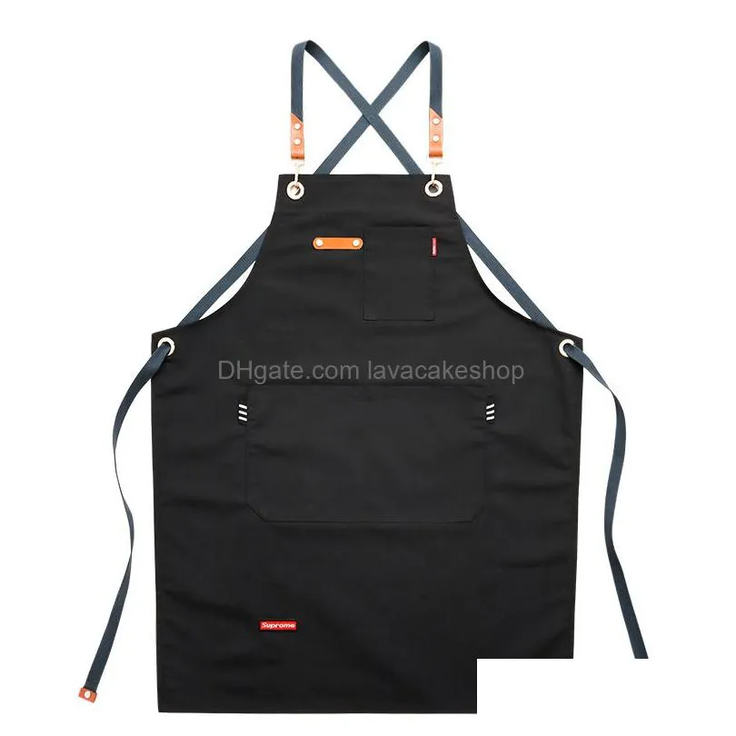  Apron Korean Fashion Barber Floral Artist Men And Women Overalls Coffee Shop Custom Printed Logo Wjy954 Dh1Oc