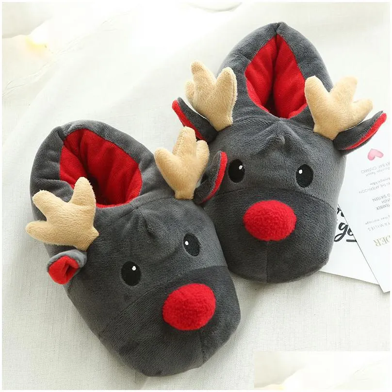 Wholesale Manufacturers Of Super Soft Plush Christmas Deer Shoes In Autumn And Winter Cute Funny Cotton Slippers Ot5Lm