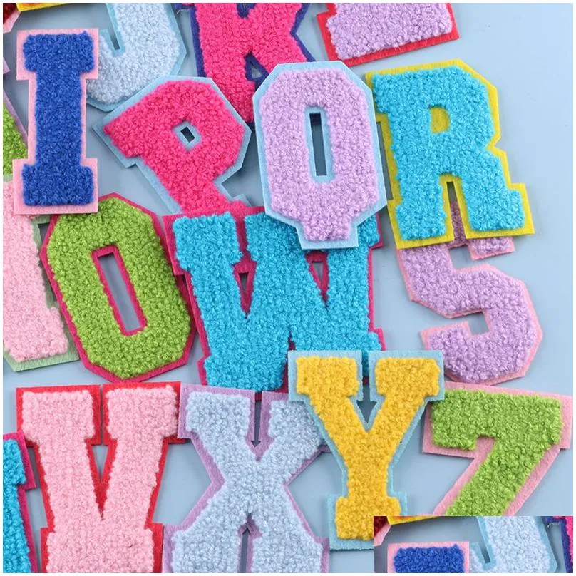 notions iron on letter a-z chenillees embroidered alphabet appliques for decorate repair hats sweater jacket bags