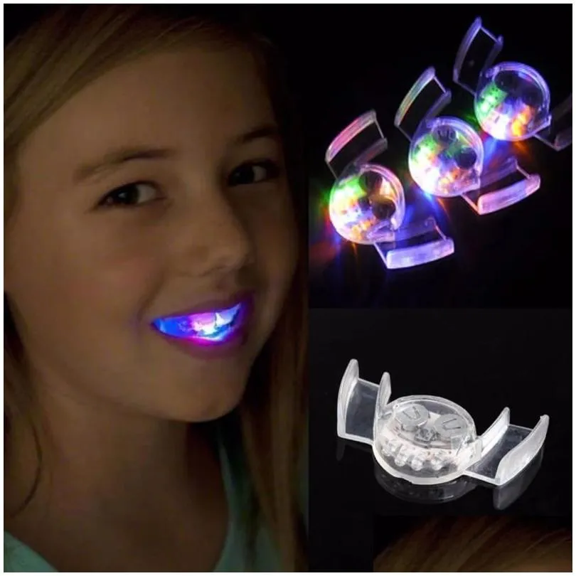 Led Rave Toy Glow Tooth Funny Led Light Kids Children Light-Up Toys Flashing Flash Brace Mouth Guard Piece Party Supplies Gift Toys Gi Dhlln