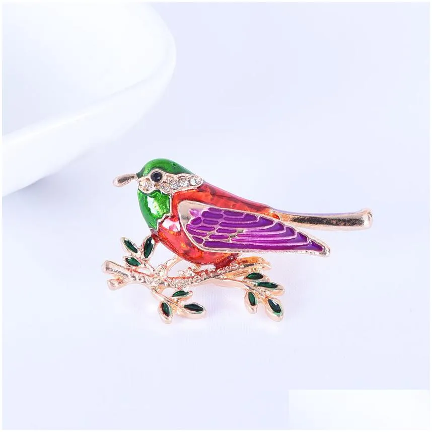 fashion animal bird brooch for women branch painting oil alloy pins men diamond clothing brooches pins jewelry accessories