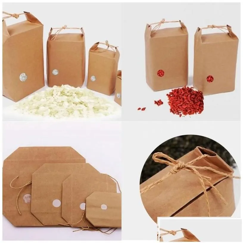 wholesale Packing Bags Rice Paper Bag Tea Packaging Cardboard Weddings Kraft Bags Food Storage Standing Packing 249 J2 Drop Delivery Office Sc