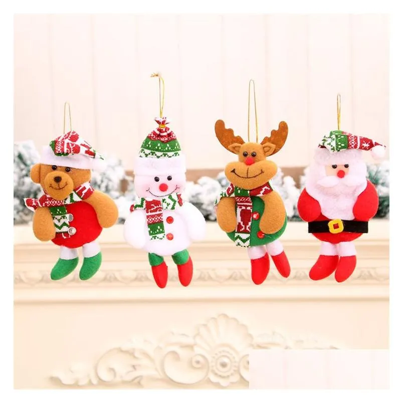 Christmas Decorations Cute Christmas Tree Decoration Pendant Santa Clause Bear Snowman Elk Doll Hanging Ornaments For Home Home Garden Dhsx0