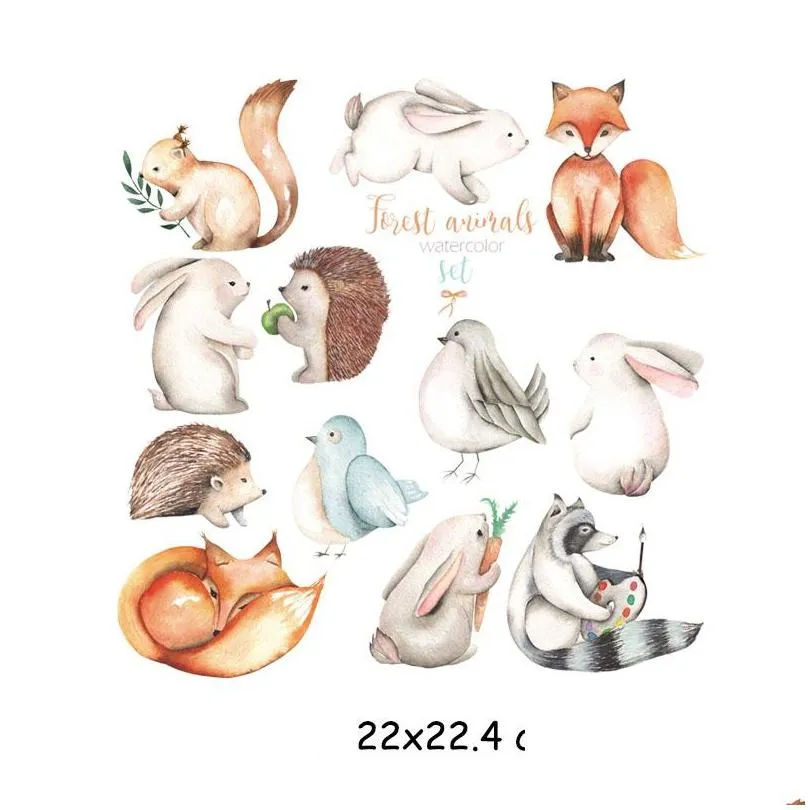 sewing notions 12pcs cute little fox iron on sticker small squirrel animales washable heat transfers diy clothes hoodies t shirt