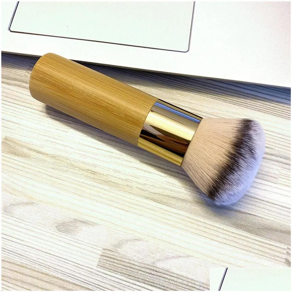 the buffer airbrush finish bamboo foundation makeup brush - dense soft synthetic hair flawless finishing beauty cosmetics brush tool