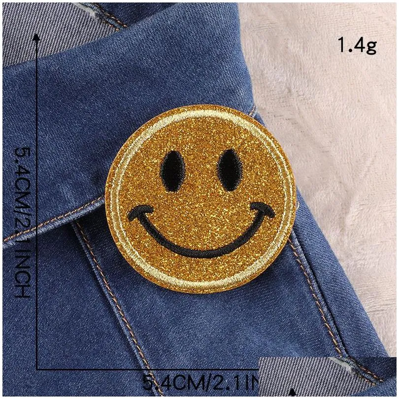 notions 13 colors glitter smiley face iron ones cute embroidered for clothes hats jackets bags self adhesive appliques diy