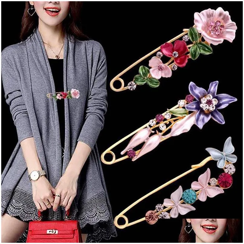 fashion shawl flower brooch for women high quality corsage tulip large pins brooch jacket anti-glare silk scarf buckle jewelry