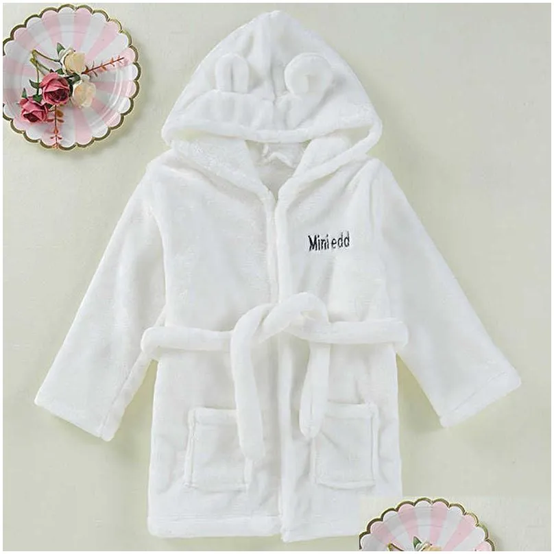 Pajamas Baby Girls Boys Robes Children Bathrobe Hooded Cap Soft Veet Robe Pajama Kids Coral Warm Clothes Lovely Home 211023 Baby, Kids Dhce3