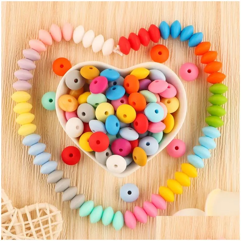 Soothers & Teethers Kovict 50Pcs Baby Teething Toys Pearl Sile Beads Lentil 12Mm Teether Diy Necklace Jewelry Bead Care Toy 220602 Bab Dhll0