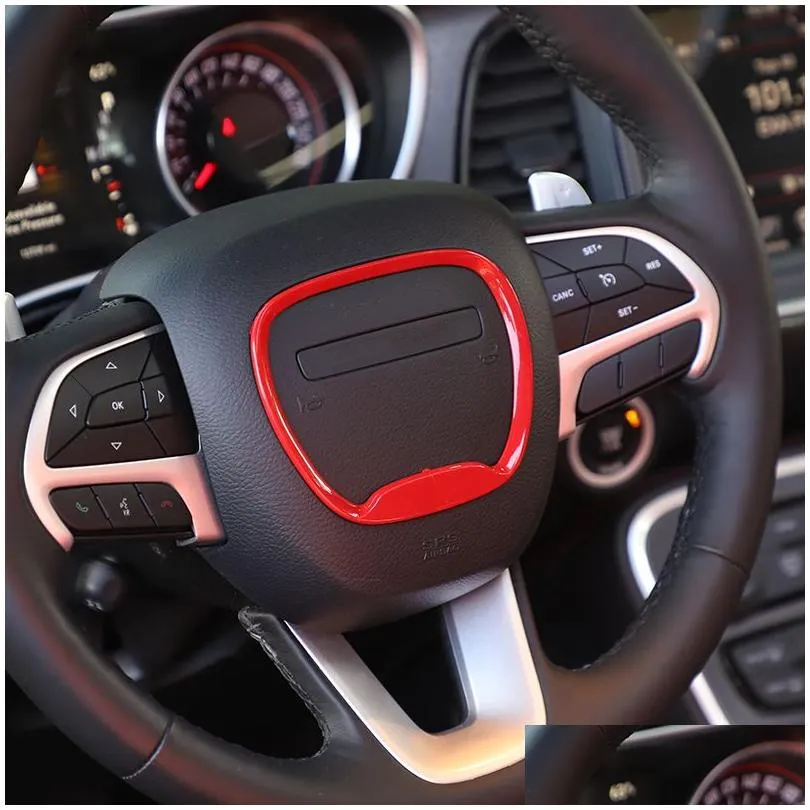 abs steering wheel decoration ring emblem kit decal sticker for dodge challenger / 2015add auto interior accessories