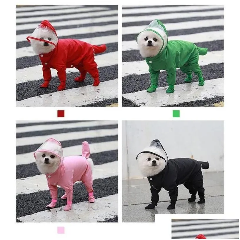 Dog Apparel Raincoat Outdoor Pet Jumpsuit Rain Coats Waterproof Clothes Jacket Boots Shoes For Small Cat Chihuahua S-Xldog Drop Deli