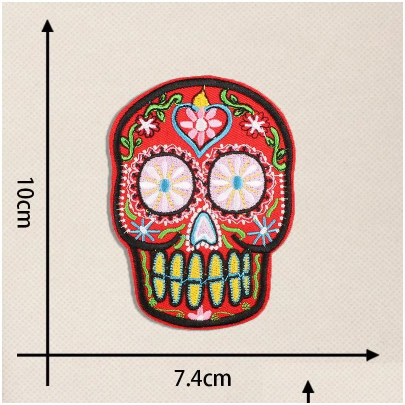 notions skulles sugar skull embroidery sew on appliques ghost head cloth chest sticker with day of the dead badges for diy decoration hoodies jackets