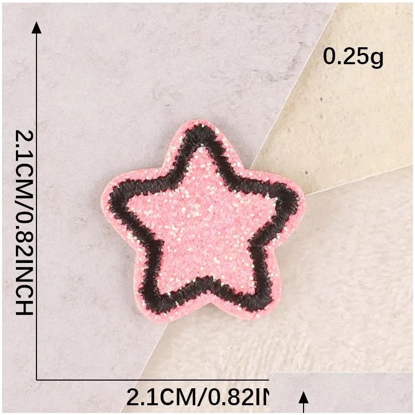 notions self adhesion colorful mini star love heartes cute embroidered appliques sticker for diy clothing hats shoes cell