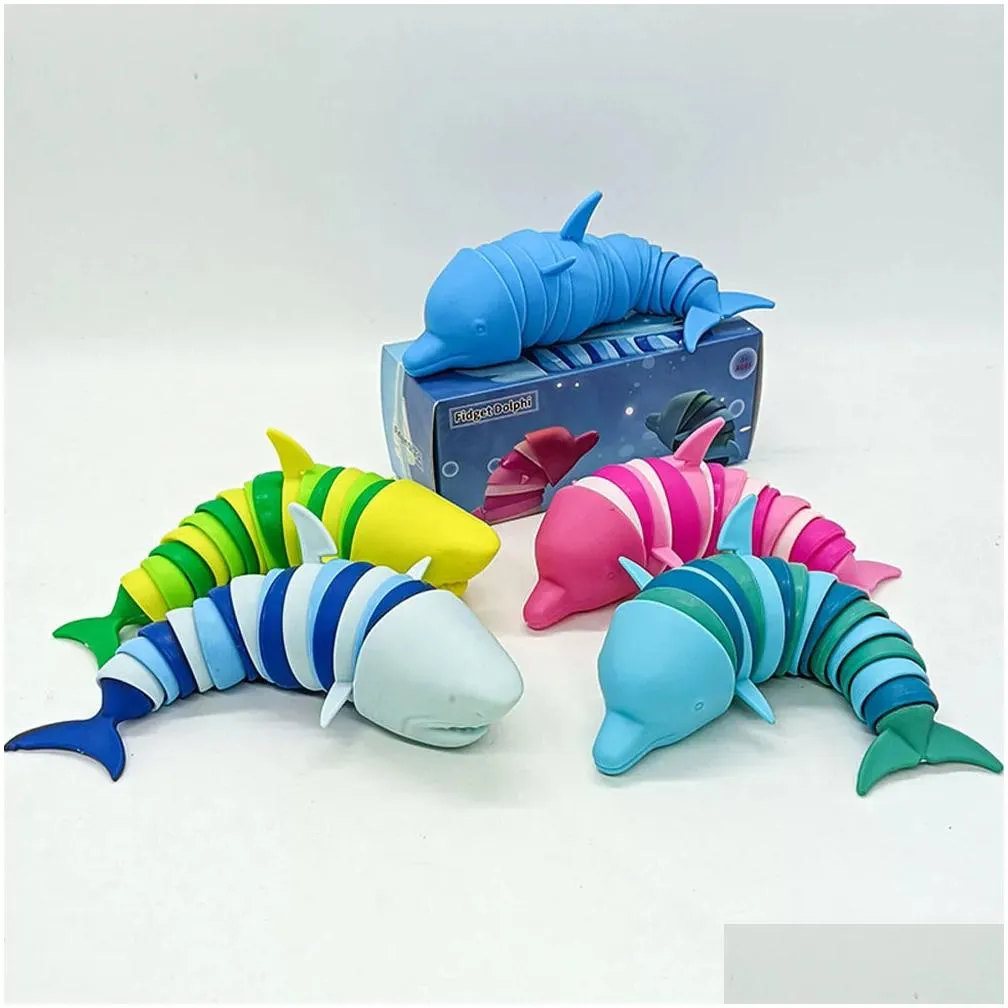 Fidget Shark 3D Sensory Toys Printed Articulated  Stim Slug Autism Christmas Party Favors Stocking Stuffers for Kids