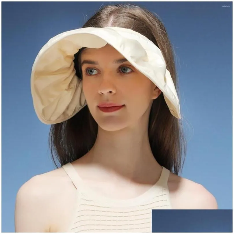 Bandanas Bandanas Foldable Empty Top Shell Hat 2 In 1 Headband Visors For Women Uv Protection Sun Fashion Accessories Hats, Scarves Gl Dhvza