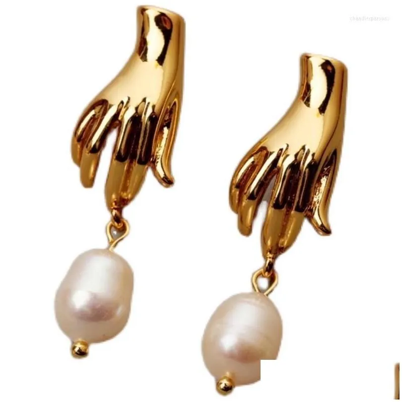 Stud Stud Earrings Real Baroque Pearl Earring 18K Gold Plated 925 Sier Needle Exquisite Elegant Women Jewelry Luxury Fashion Quality G Dhxxc