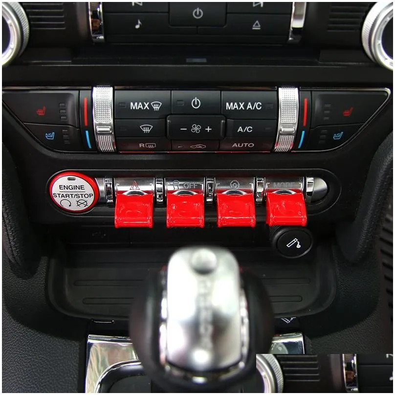 car navigation decoration button covers central control abs for ford mustang 2015-2016 auto styling interior accessories
