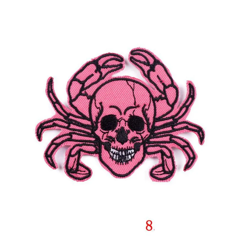 sewing notions red heart punk skull embroideredes for clothing melt glue sticker hip hop rock iron on on clothes skeleton