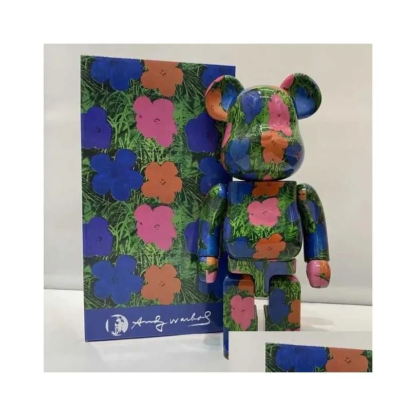 Action Toy Figures 28cm Berbricklys 400 Bearbrick Toy Starry Night Van Gogh 400 Bear Action Figures Collection Model dolls Present GIft Art Toy