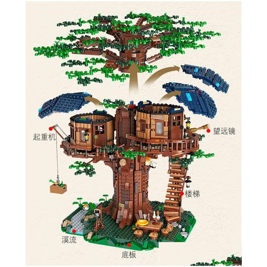 Blocks Blocks In Stock 1013Pcs House Tree Ideas Moc 33111 Model Building Bricks Compatible 21318 Toys For Boys Kids Gifts 230316 Toys Dhzyv