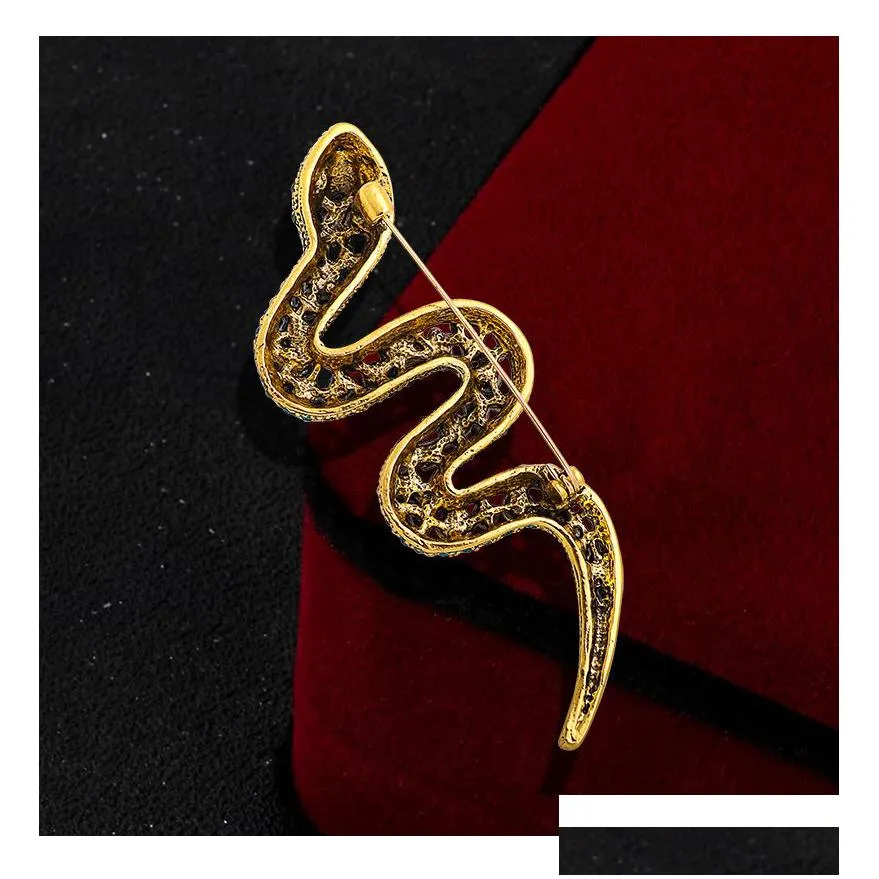 crystal diamond snake brooches for men women retro coats suits corsage accessories engagement bride brooch pins jewelry gift