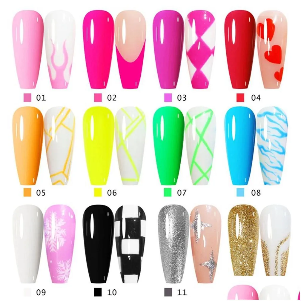 12pcs/lot 8ml liner gel drawing paint nail polish gorgeous color french gels uv/led nail art design painting e241