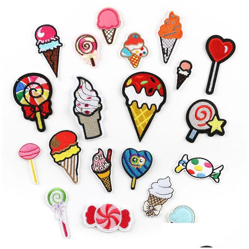 notions ice cream lollipopes mixed iron on embroidered appliques sew on diy clothing craft decoration accessories