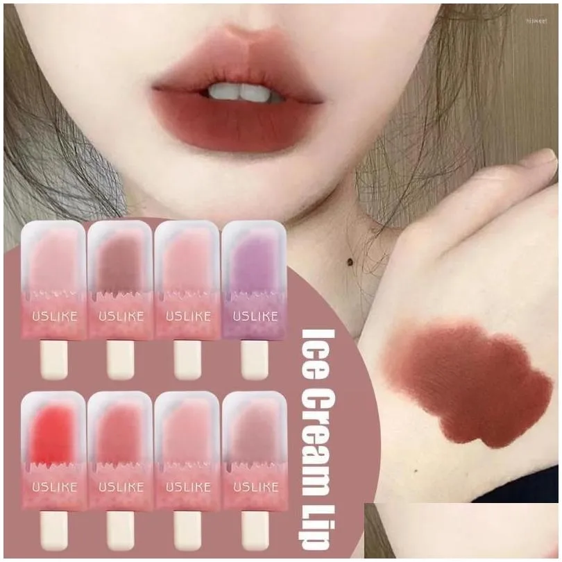 lip gloss 1pcs 8colors ice cream glaze matte fog velvet lasting high color lipstick makeup cosmetics for women gifts i6q5