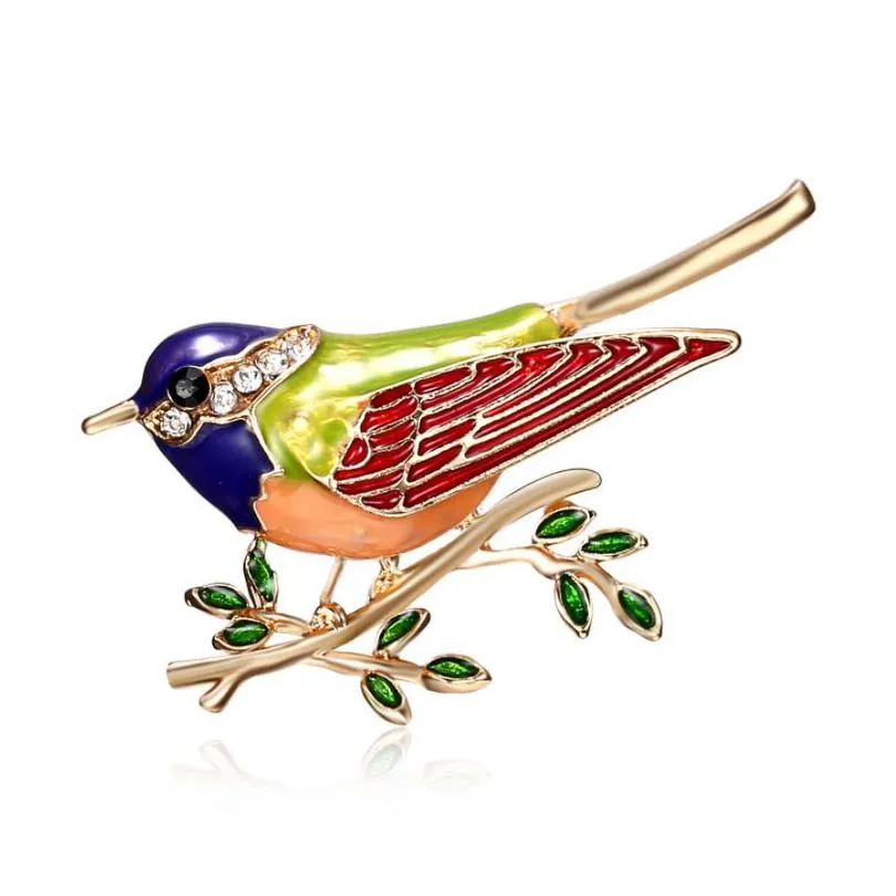 fashion animal bird brooch for women branch painting oil alloy pins men diamond clothing brooches pins jewelry accessories