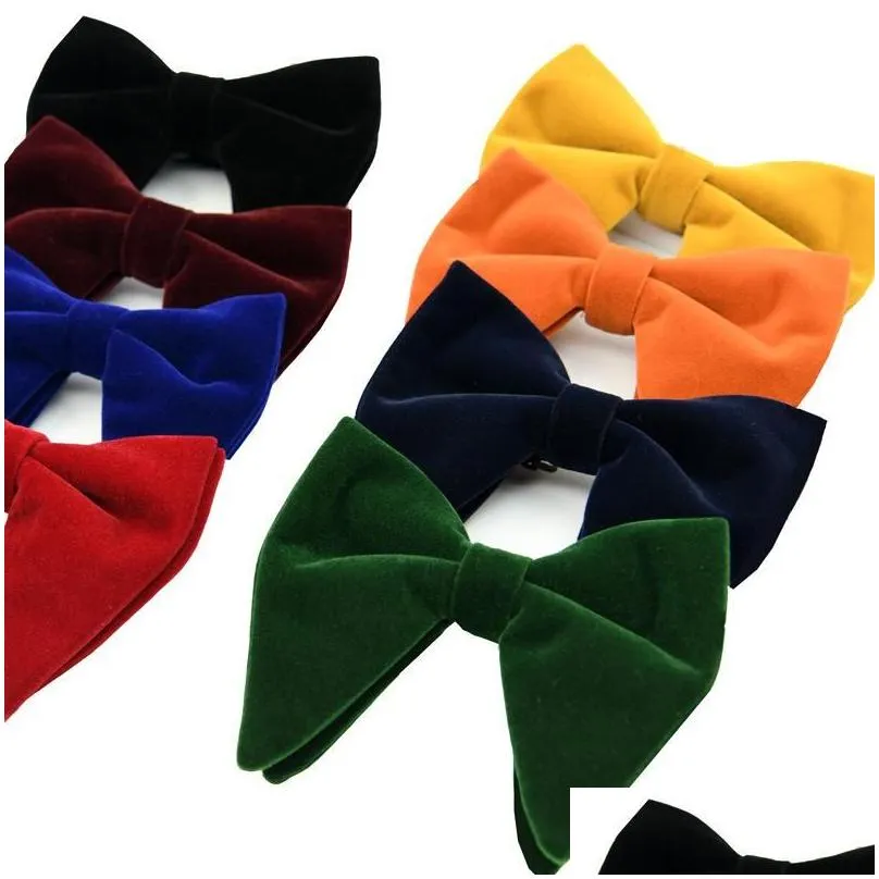 Bow Ties Bow Ties Fashion Veet Big Bowties For Women Mens Groom Wedding Tie Skinny Solid Color Gravatas Slim Black Cravat Accessories Dhnpf