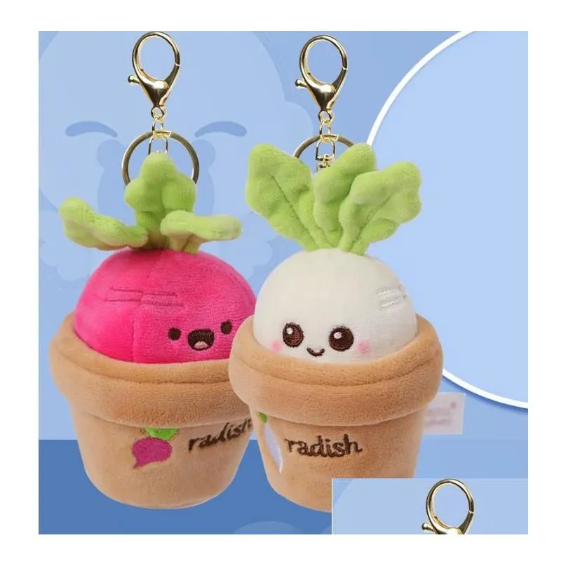 Stuffed & Plush Animals Wholesale Key Chain Cartoon Grass Potted Radish Plush Toys Carrot Dolls Figures Toys Gifts Stuffed Animals Plu Dhckx