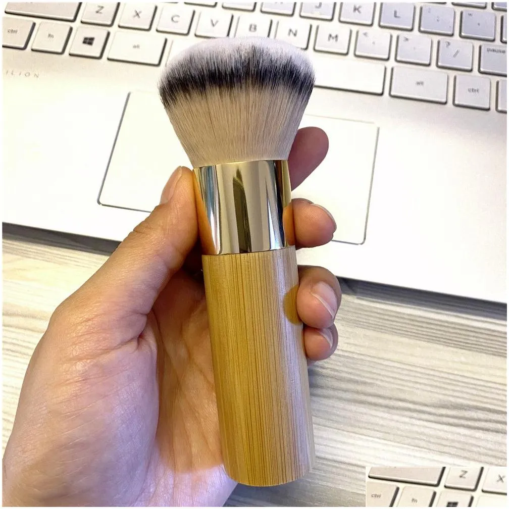 the buffer airbrush finish bamboo foundation makeup brush - dense soft synthetic hair flawless finishing beauty cosmetics brush tool
