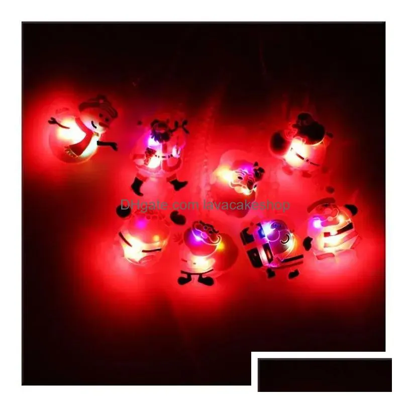 Christmas Light Up Flashing Necklace Decorations Children Glow Cartoon Santa Claus Pendent Party Led Toys Supplies Cpa4603 Dhqmz