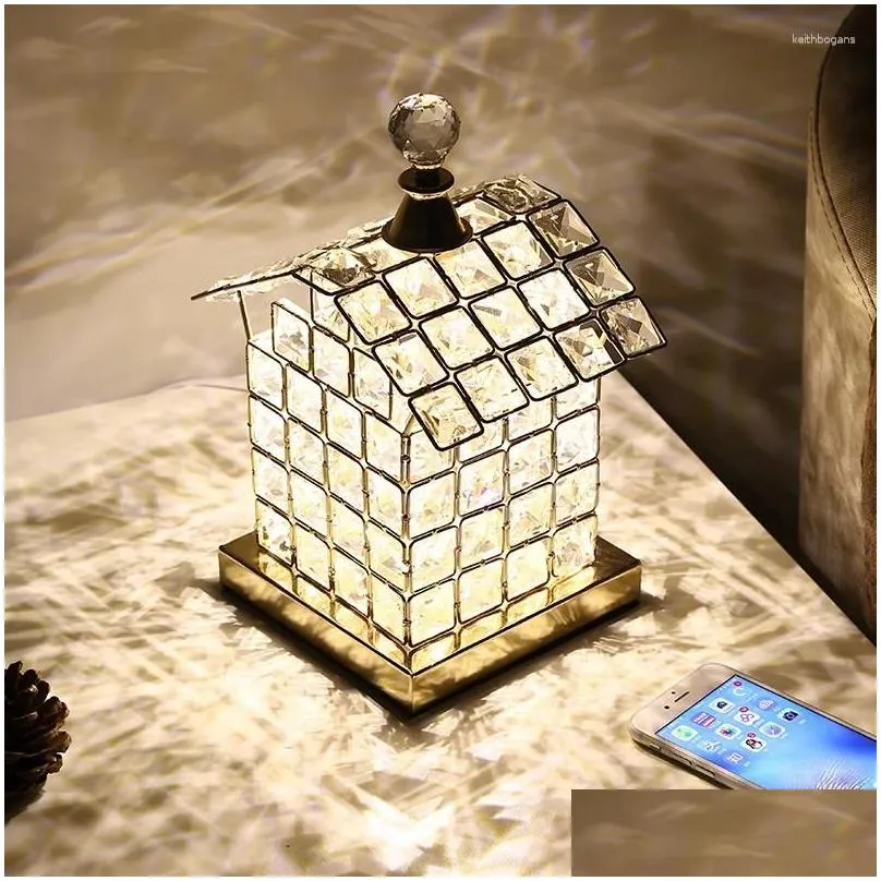 Table Lamps Table Lamps Bedroom Bedside Lights Creative Crystal Desk Home Decoration Lamp Led House Night Lighting Fixture Lights Ligh Dh6Iy