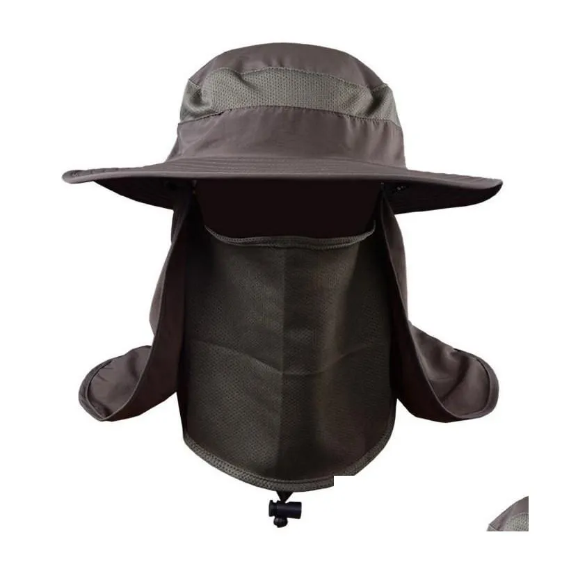 Party Hats Summer Fishing Hat Outdoor Sport Fisherman Sun Protection Cap Neck Face Flap Fashion Wide Brim Home Garden Festive Party Su Dh3Wt